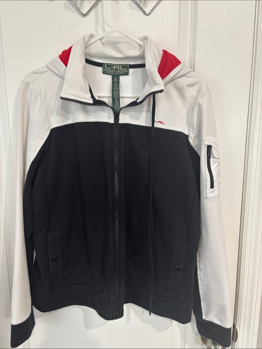 Polo by Ralph Lauren Black, White & Red Colorblock Zip Jacket